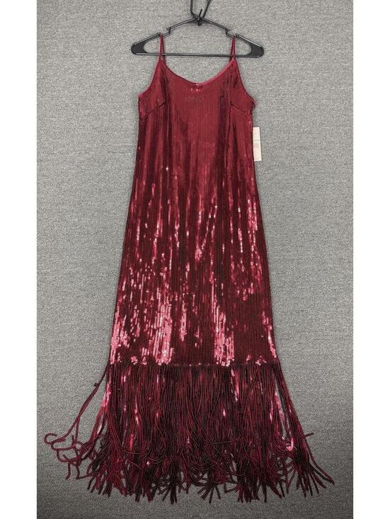 Nanette Lepore Dresses & Skirts - Nanette Lepore Womens 8 Red Art Deco Sequin Fringe Flapper Dress Retro Sparkly